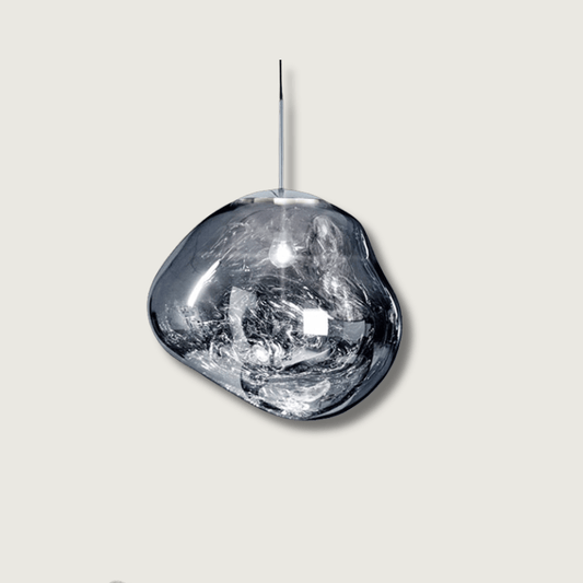 ModernGlow - Pendant Light in Red/Silver Glass