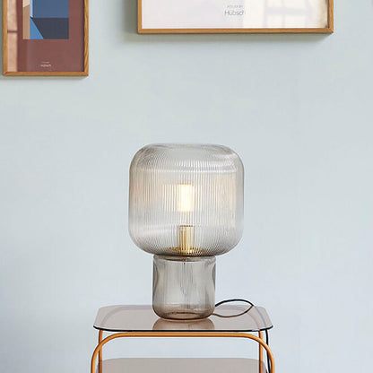 GlowSphere - Oval bordlampe af glas og metal