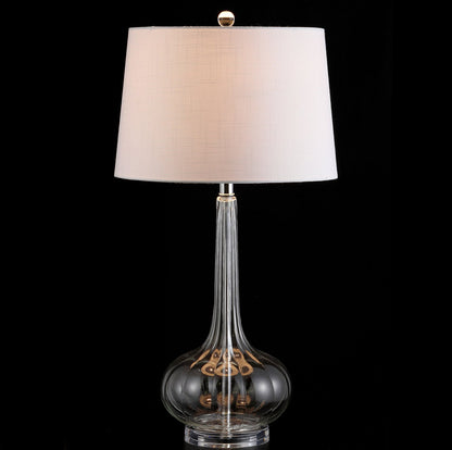 SereneGlow – Ceramic Table Lamp with White Fabric Shade