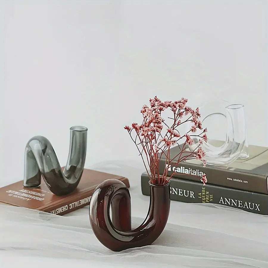 VintageAura - Vase en verre avec piédestal