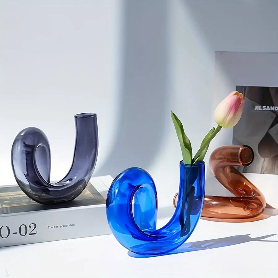 VintageAura - Vase en verre avec piédestal