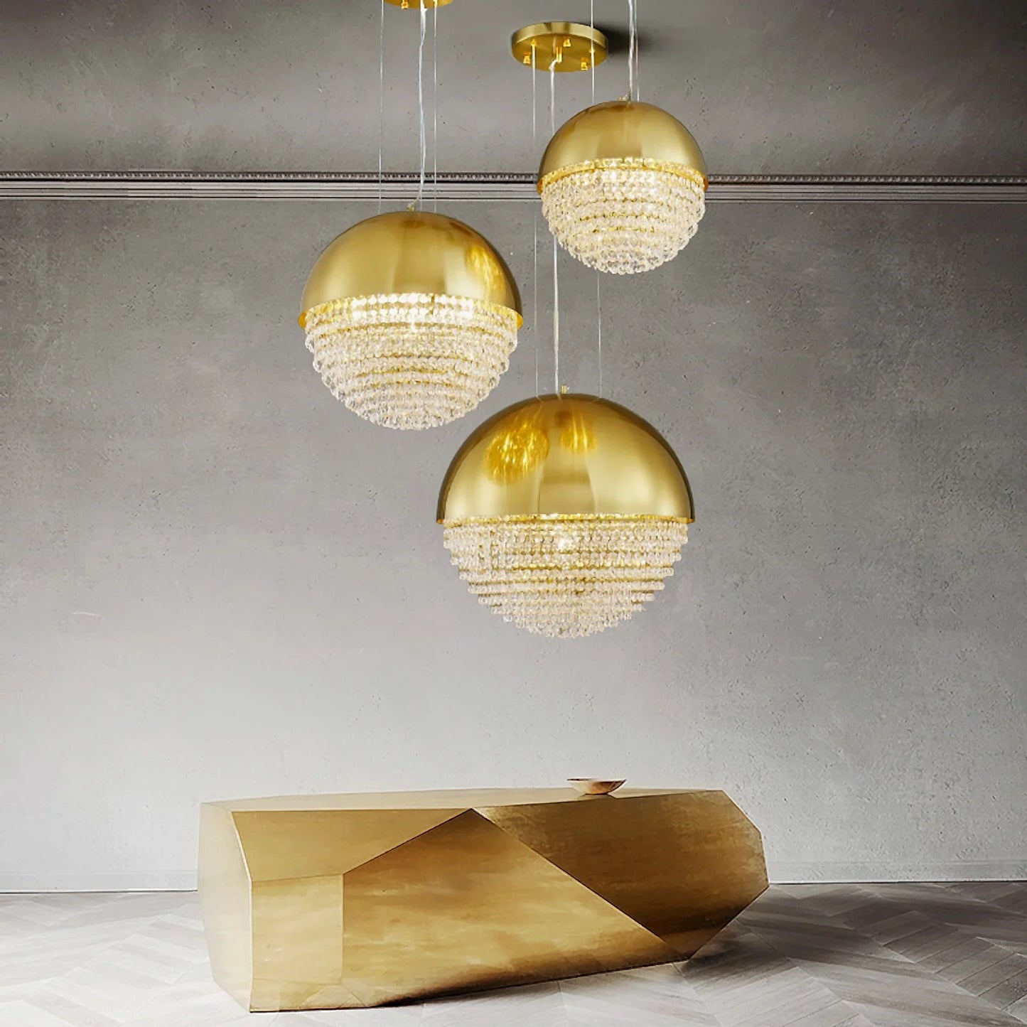 CrystalOrbs - Luxe Gold Crystal Chandelier