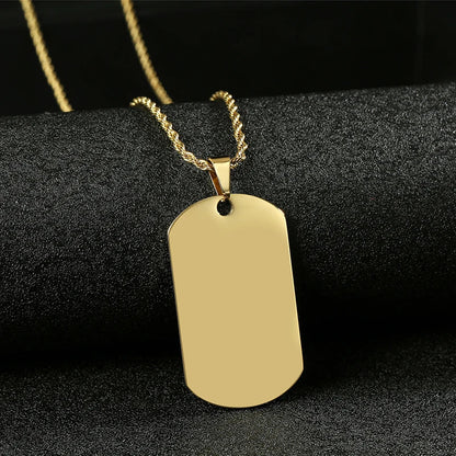 Pendentif en acier personnalisé - Photo et texte avec chaîne cubaine