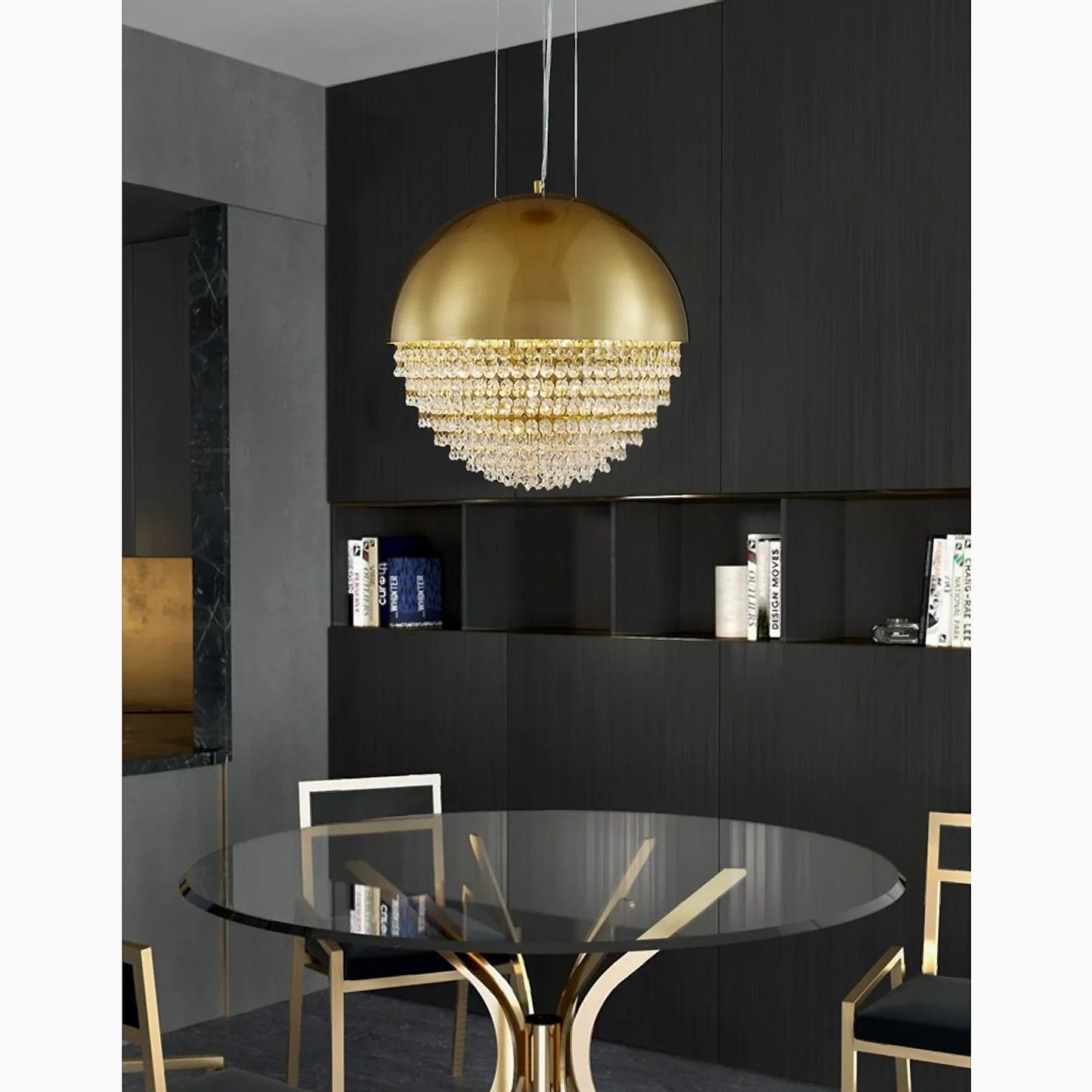 CrystalOrbs - Luxe Gold Crystal Chandelier