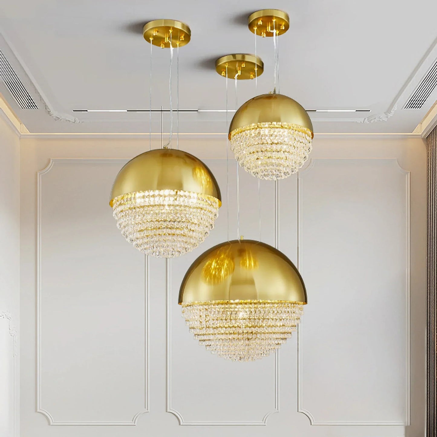 CrystalOrbs - Luxe Gold Crystal Chandelier