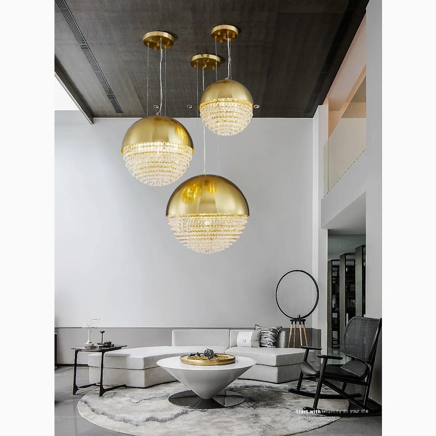 CrystalOrbs - Luxe Gold Crystal Chandelier