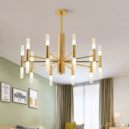 LuxeGlow | Elegant Gold LED Chandelier for Bedroom and Living Room