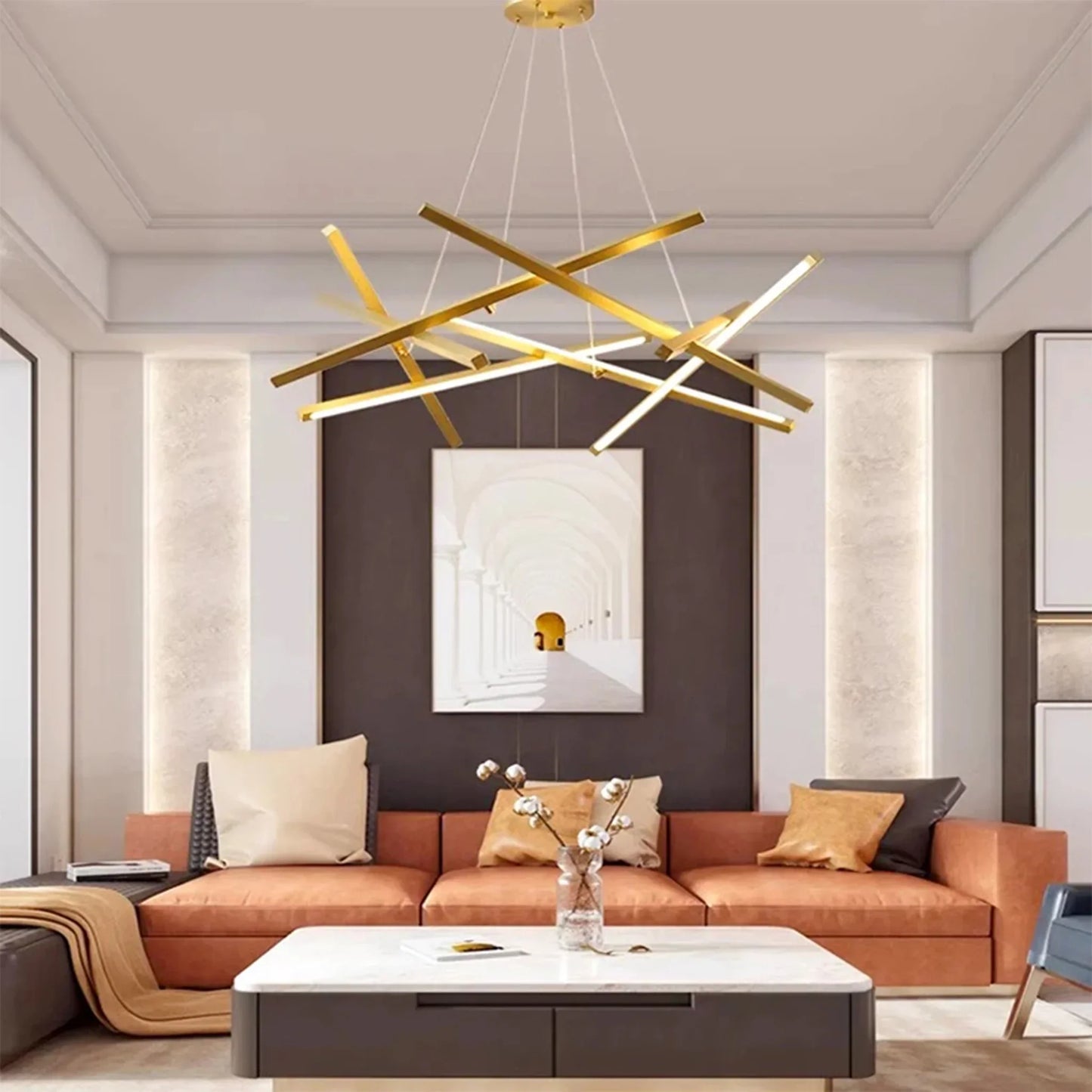 LumoFlow - LED Pendant Light with Abstract Lines