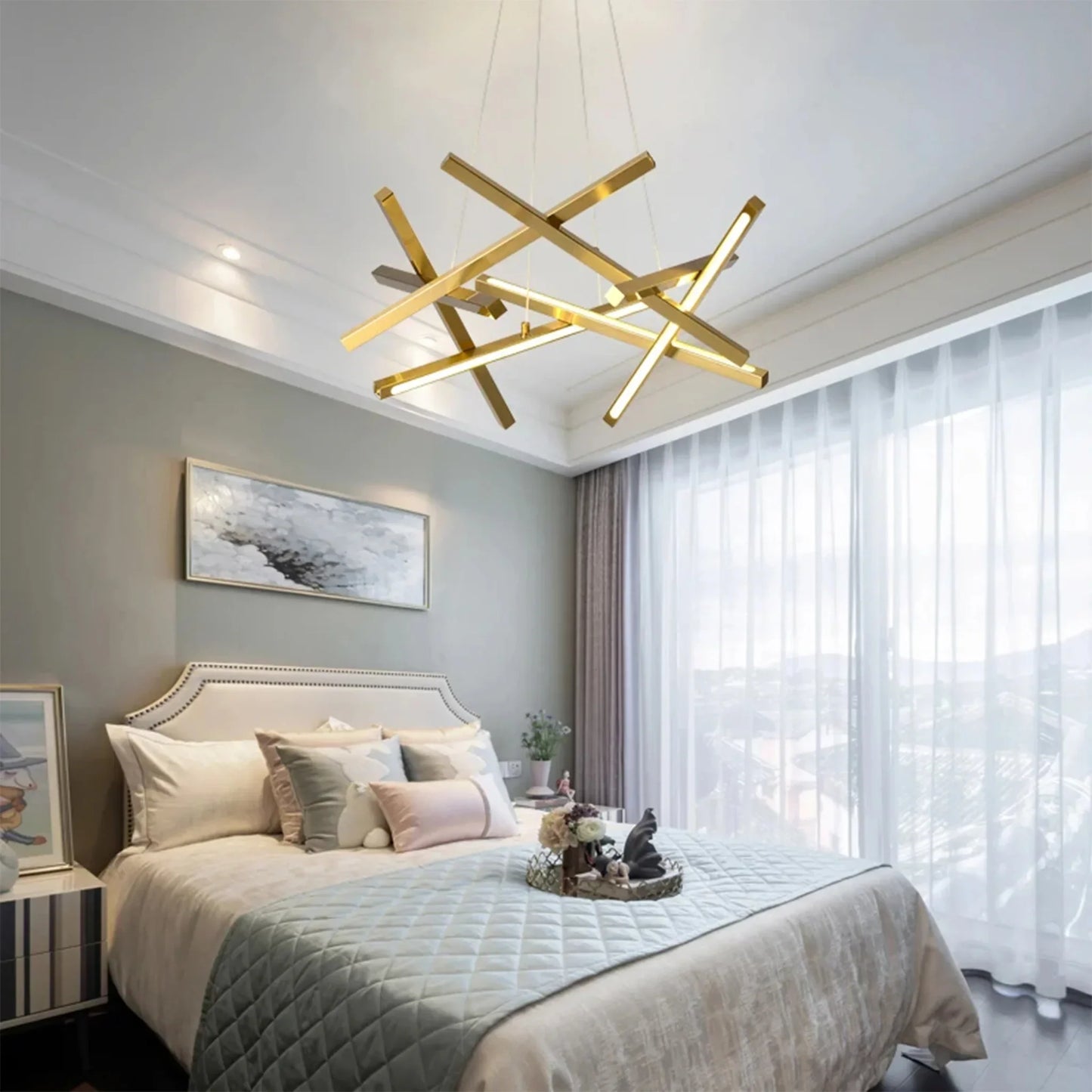 LumoFlow - LED Pendant Light with Abstract Lines