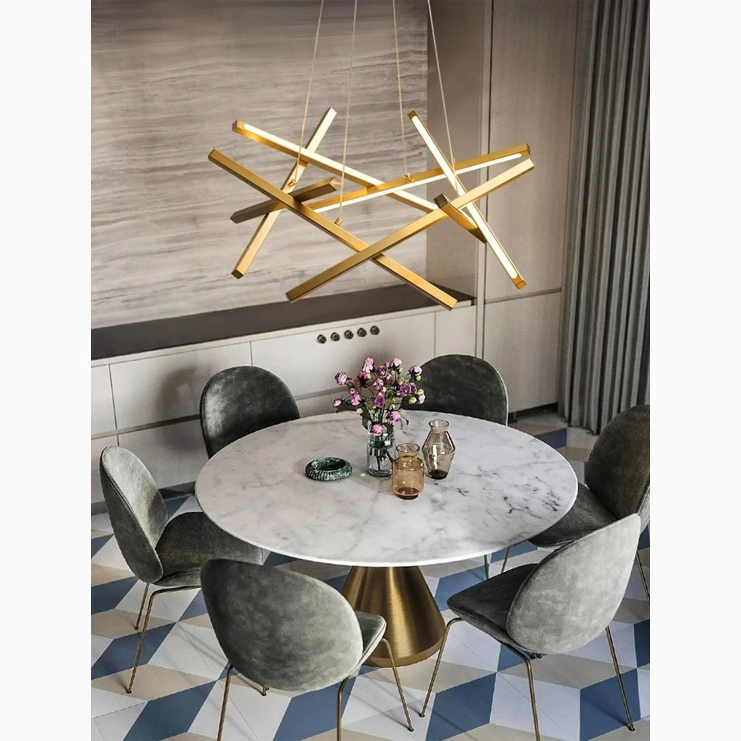 LumoFlow - LED Pendant Light with Abstract Lines