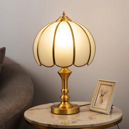LuxeBrass – Retro Design Table Lamp with White Finish