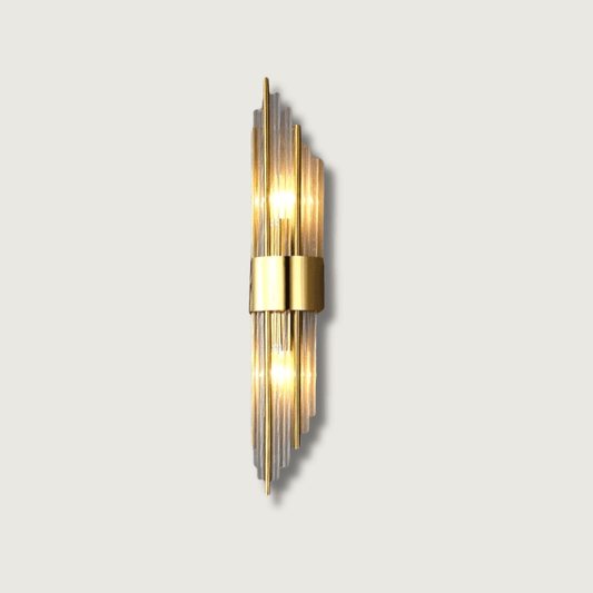 RadiantLux - Guld Krystal Væglampe med Bæredygtigt Design