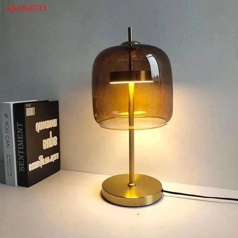 MistLume - Lampe de table en verre gris