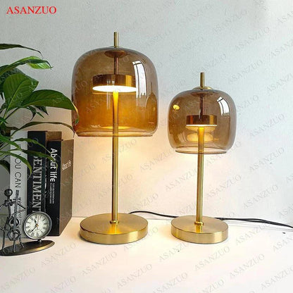 MistLume - Lampe de table en verre gris