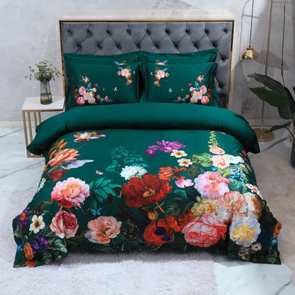 EmeraldLuxe - Groen Egyptisch Katoenen Dekbedovertrek Set