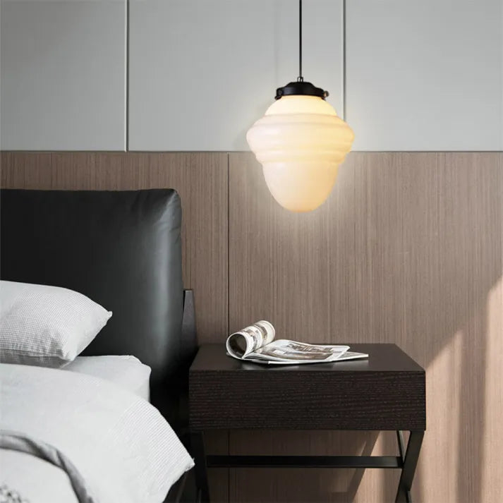 Milk Glass - Vintage Geometric Pendant Light