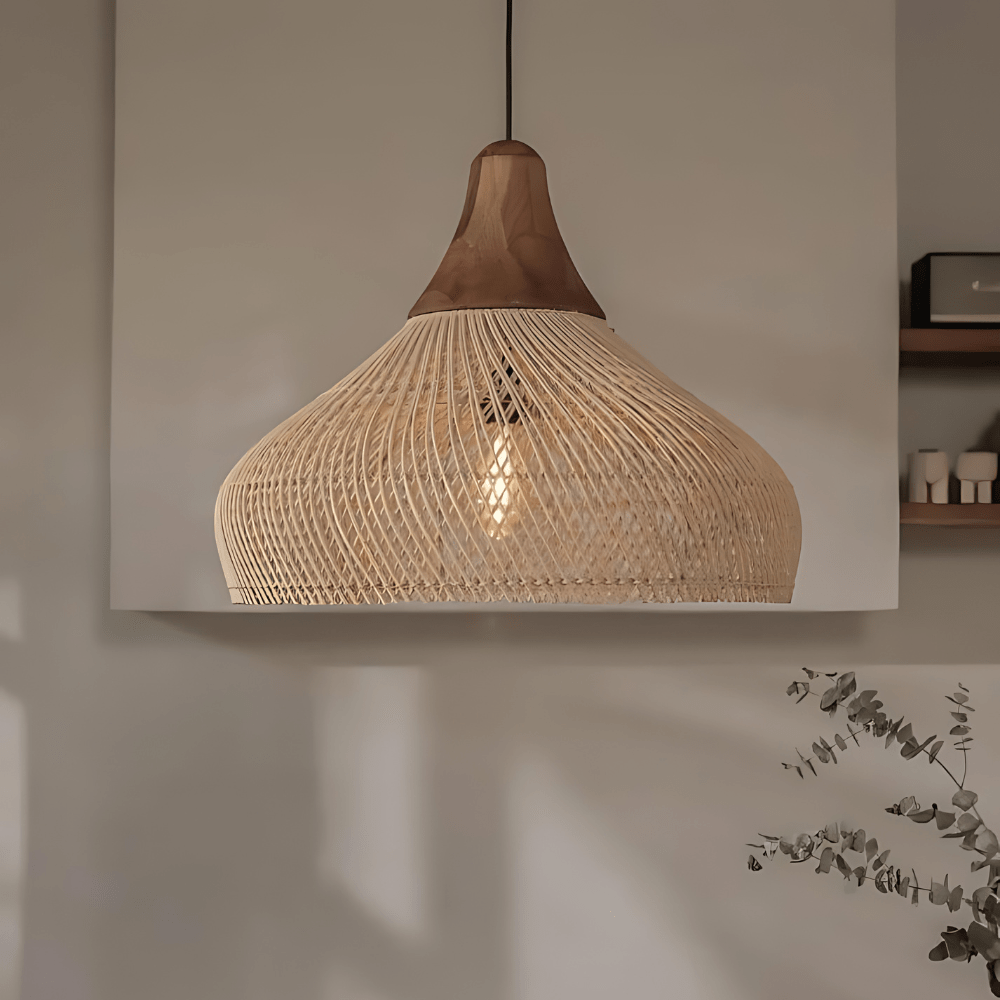 TranquilAura - Rattan Boho hængelampe håndlavet