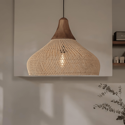 TranquilAura - Rattan Boho hængelampe håndlavet