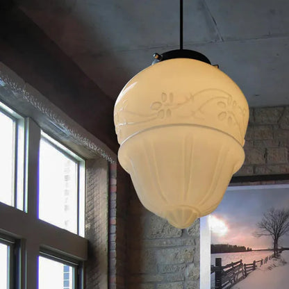 Milk Glass - Vintage Geometric Pendant Light