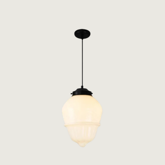 Milk Glass - Vintage Geometric Pendant Light