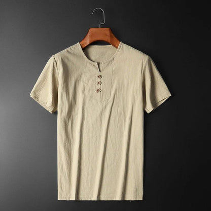 T-shirt d'été léger pour homme en coton et lin