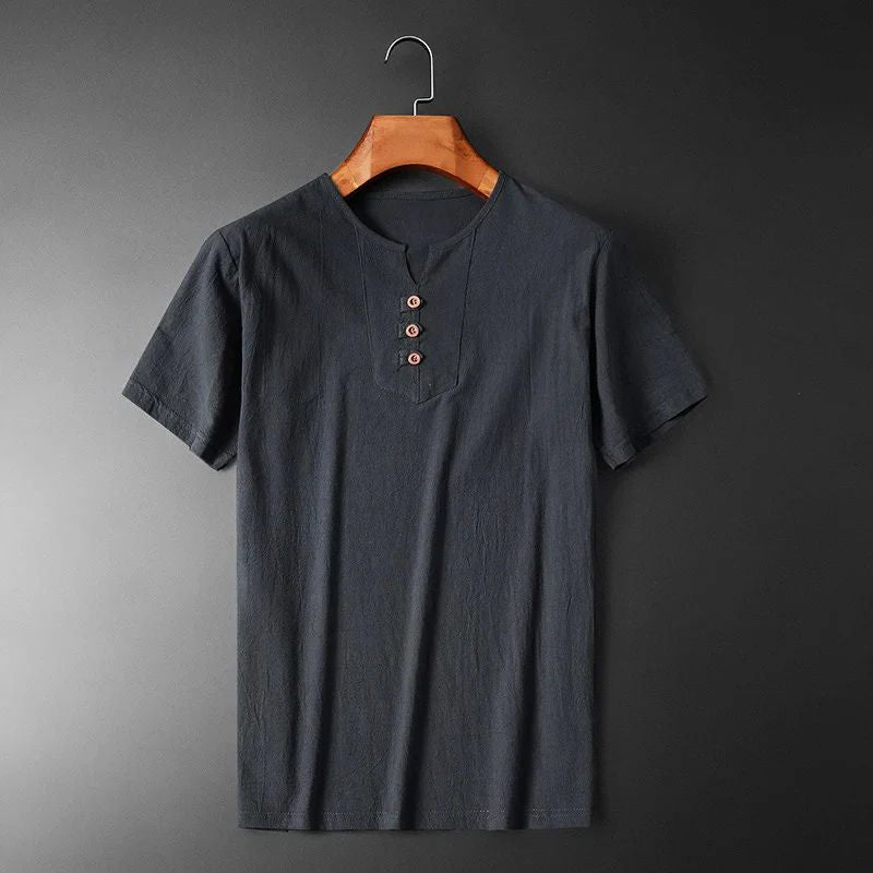 T-shirt d'été léger pour homme en coton et lin