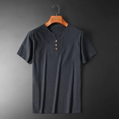 T-shirt d'été léger pour homme en coton et lin