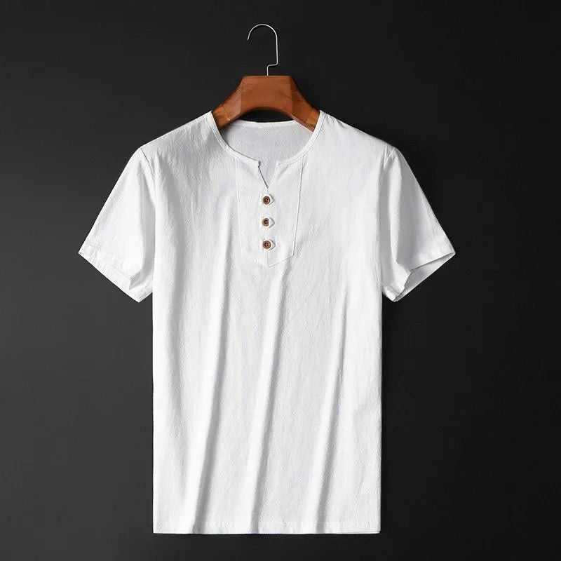 T-shirt d'été léger pour homme en coton et lin