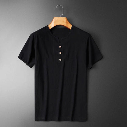 T-shirt d'été léger pour homme en coton et lin