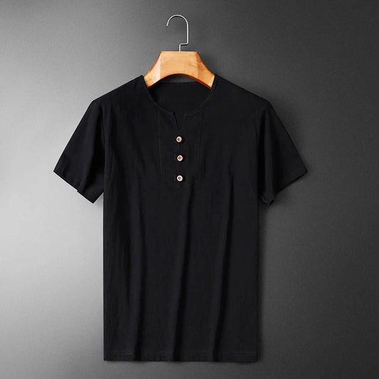 T-shirt d'été léger pour homme en coton et lin