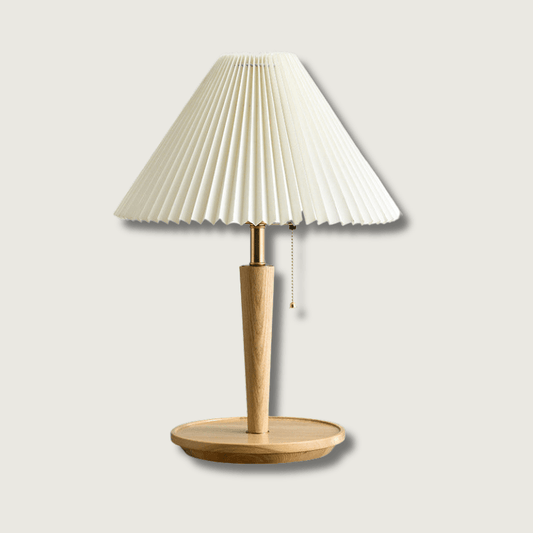 PlisséGlow - Lampe de table en bois de style vintage