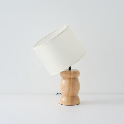 WoodPebble - Lampe de table avec base en bois en forme de pierre et lumière chaude