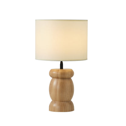 WoodPebble - Lampe de table avec base en bois en forme de pierre et lumière chaude