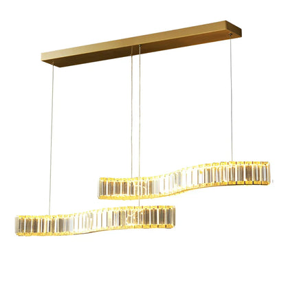GlitzCurve - Élégant pendentif en cristal courbé avec LED