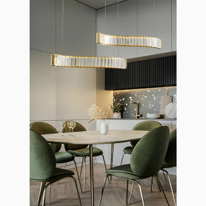 GlitzCurve - Élégant pendentif en cristal courbé avec LED