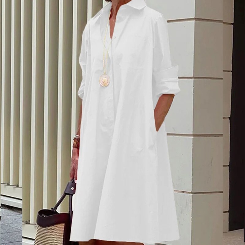 Robe midi avec col pour femmes - Roella