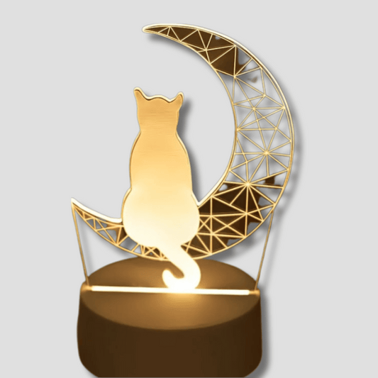 WhiskerMoon - 3D kat natlampe med måne design