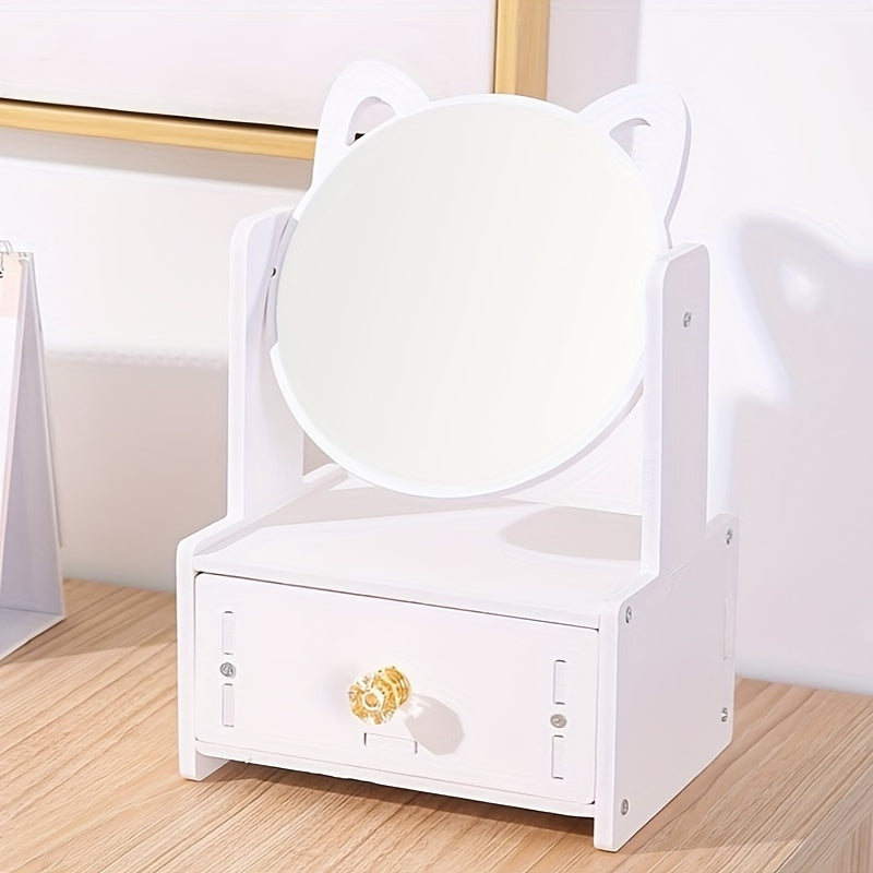 PurrGlow - Miroir de maquillage avec rangement et oreilles de chat