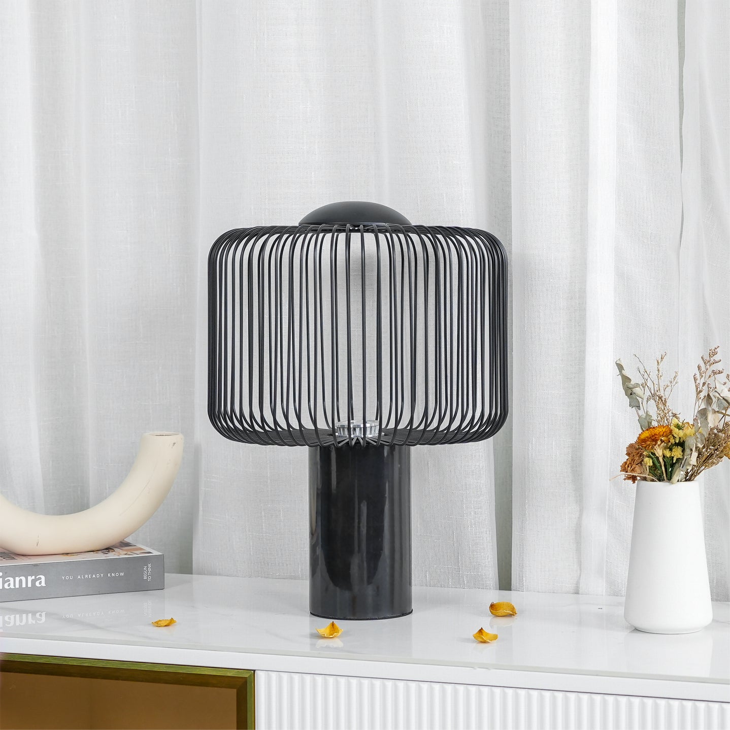 LuxeKeshi - Table Lamp with Modern Base and Subtle Lighting