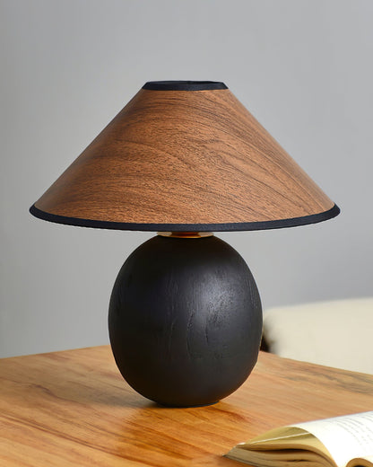 RusticShine - Stilfuld bordlampe i valnød og sort træ