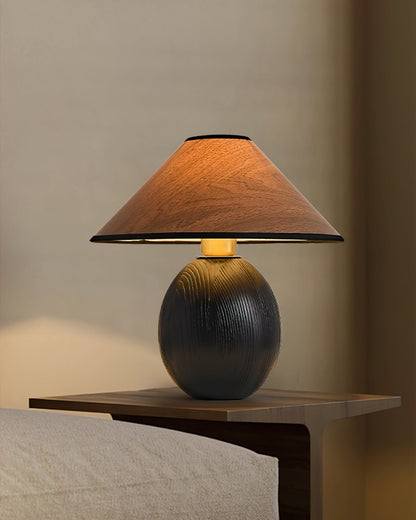 RusticShine - Stilfuld bordlampe i valnød og sort træ