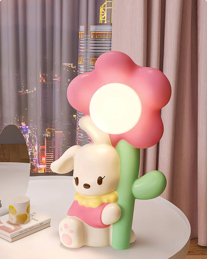 BunnyGlow - Bordlampe med kærlig kanin og blomster mønster