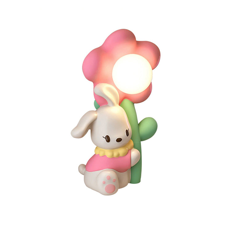BunnyGlow - Bordlampe med kærlig kanin og blomster mønster