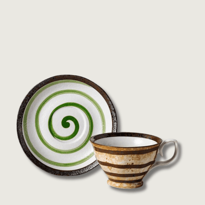 SereniTea - Tasse et soucoupe à thé Matcha en grès (2 pièces)