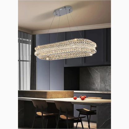 ShimmerGlow - Elegant Oval Crystal Chandelier