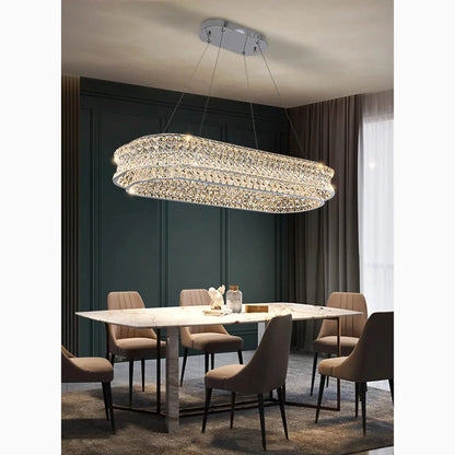 ShimmerGlow - Elegant Oval Crystal Chandelier
