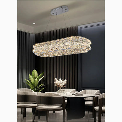 ShimmerGlow - Elegant Oval Crystal Chandelier
