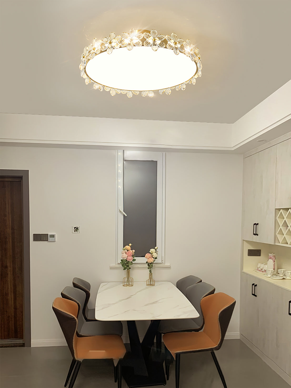 LuxePetal - Ceiling Light with Crystal Petals and Subtle Lighting