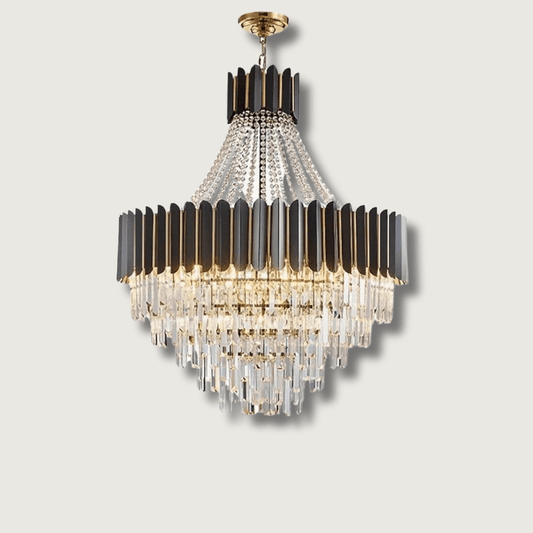 NightAura - Rund lysekrone med sort krystal og gunmetal-finish