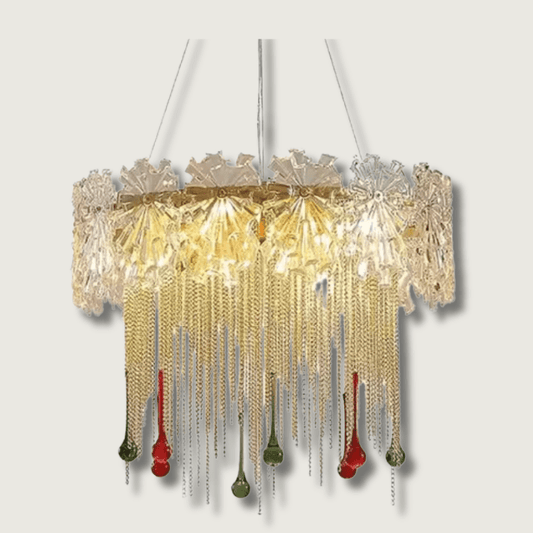 GlanzAura - Luxe Drum-Shaped Crystal Chandelier